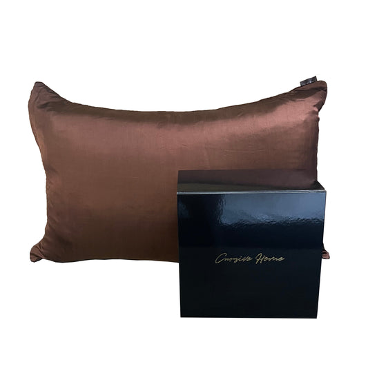 Coffee Brown Charmeuse Silk Zippered Pillowcase (22 Momme)