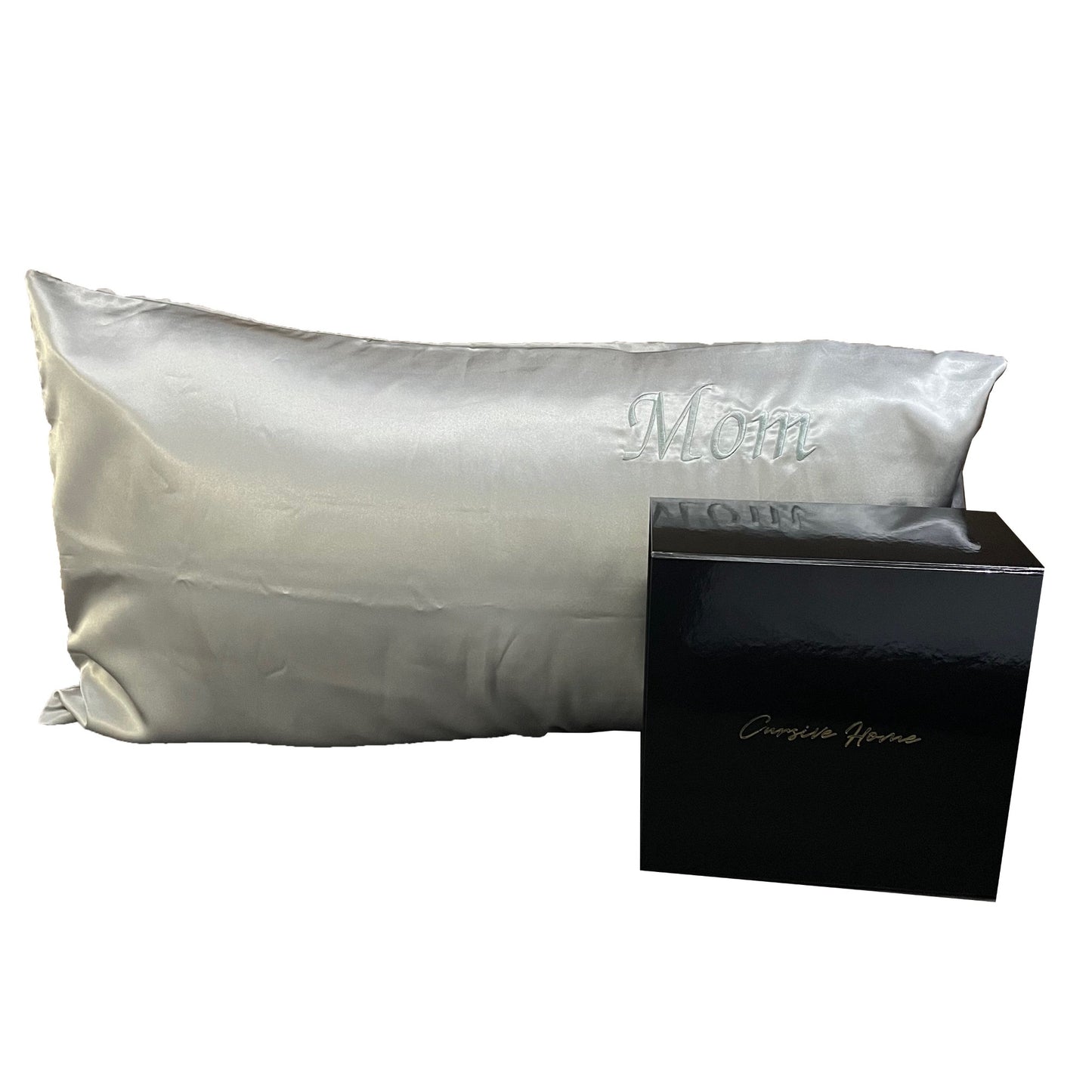 Gray Embroidered 100% Silk Pillowcases