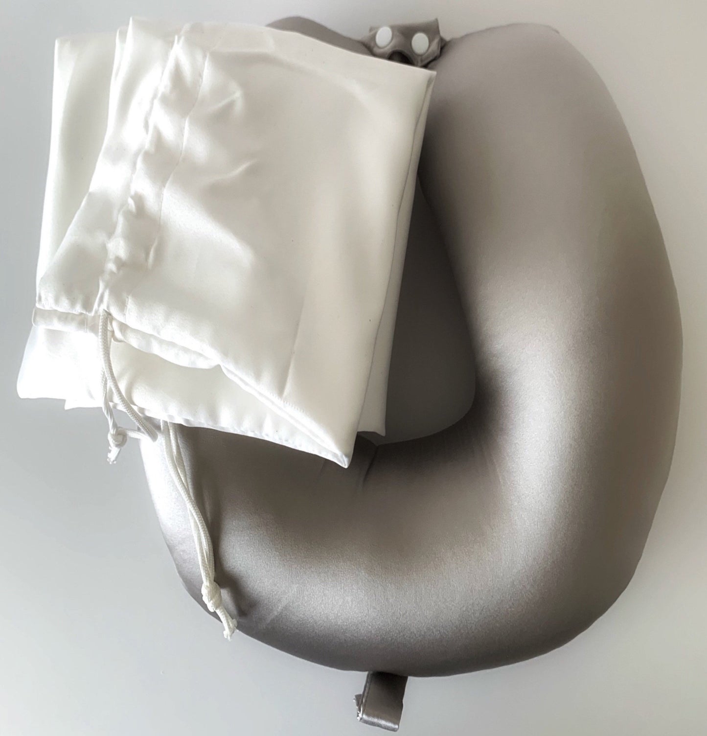 Gray Silver Mulberry 100% Silk Neck Pillow