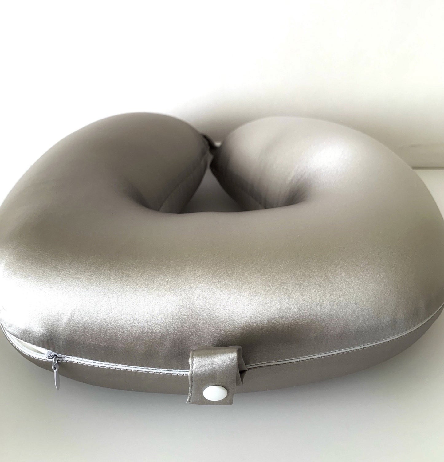 Gray Silver Mulberry 100% Silk Neck Pillow