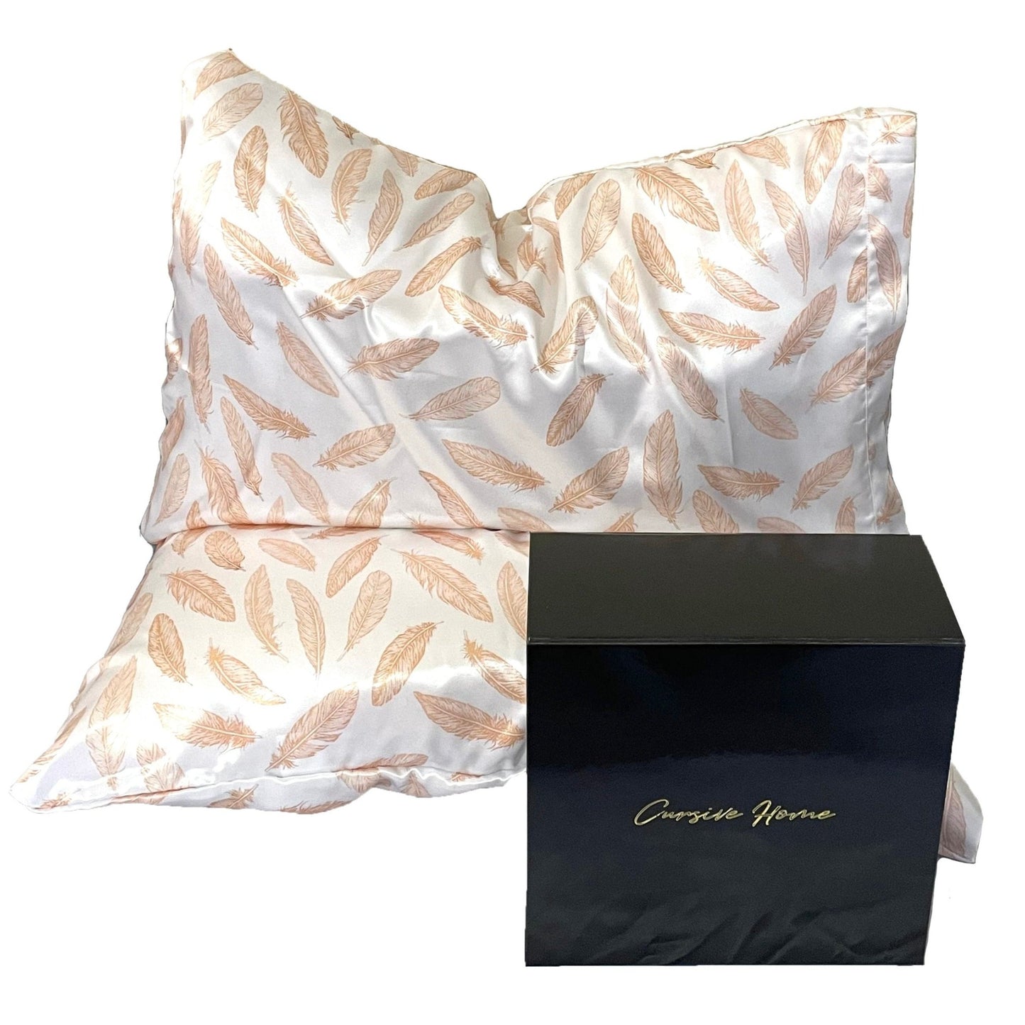 Feather Printed 100% Silk Pillowcase Envelope Closure Available in King/Queen